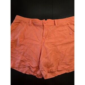 Calvin Klein Women’s Shorts (14) Coral 54.4% Linen Preppy Old Money Happy